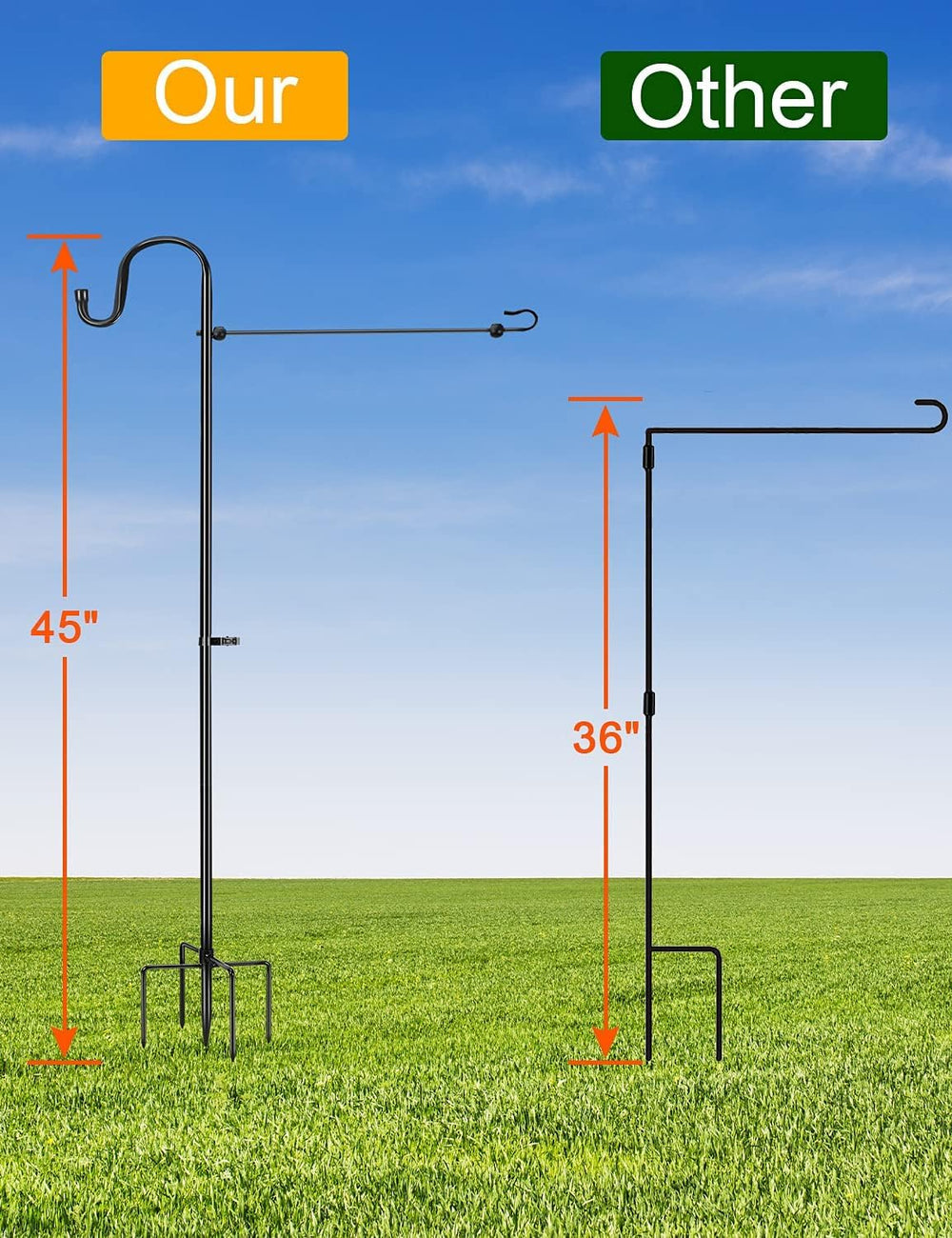 LOPANNY Garden Flag Stand 45IN with flags attached in garden