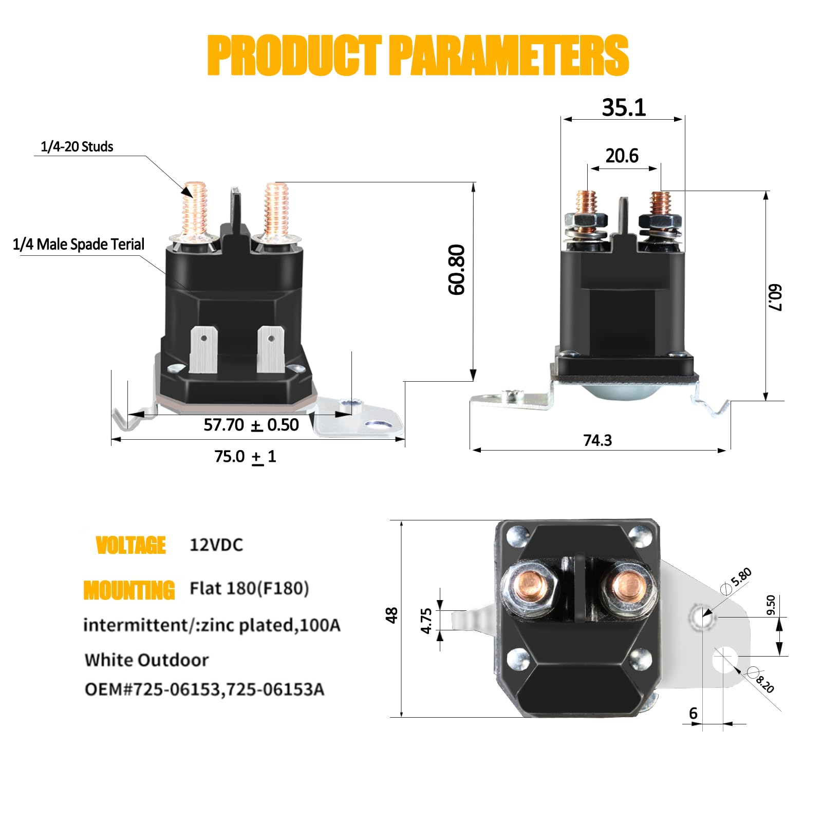 LordandLand 725-06153A Starter Solenoid Relay with wiring connections