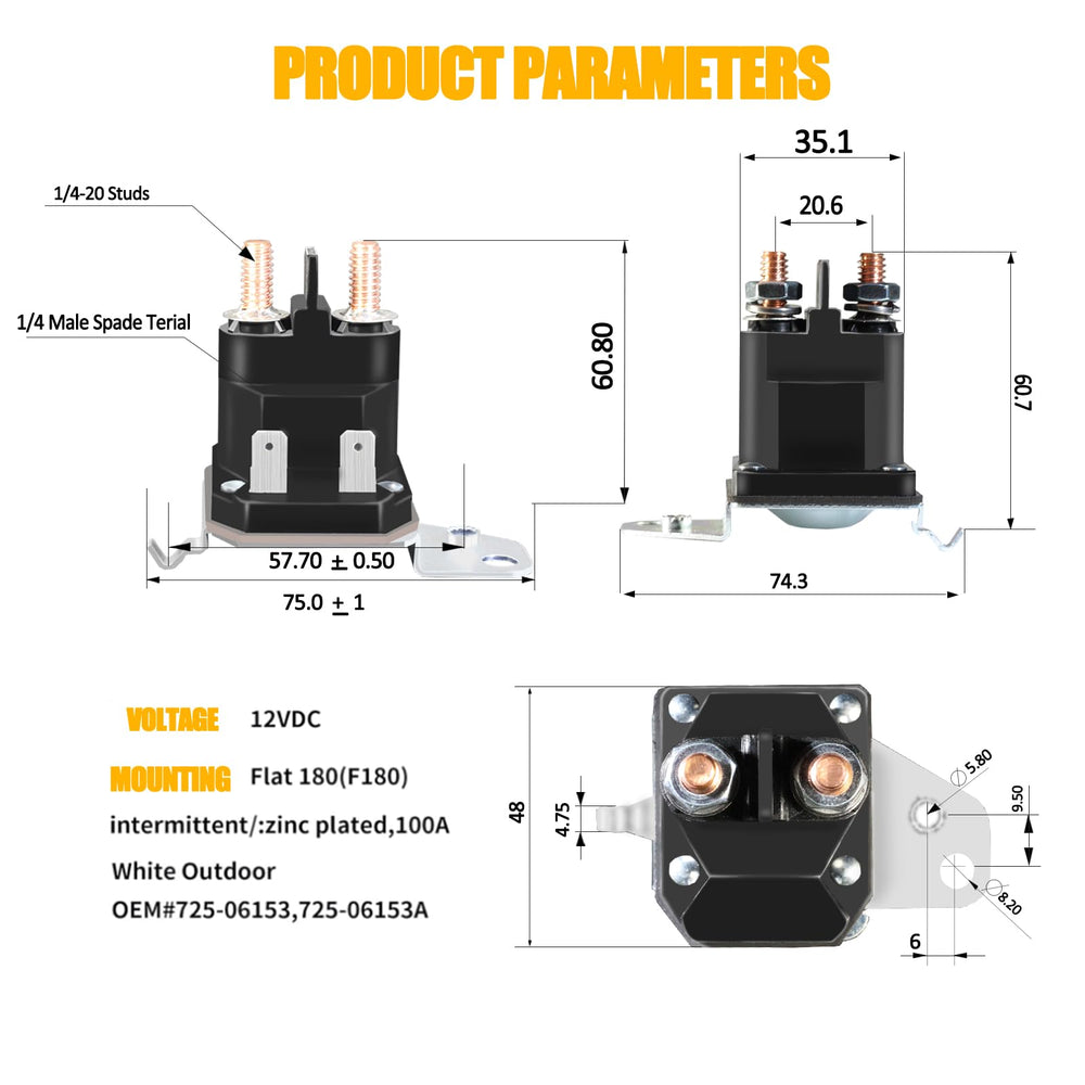LordandLand 725-06153A Starter Solenoid Relay with wiring connections