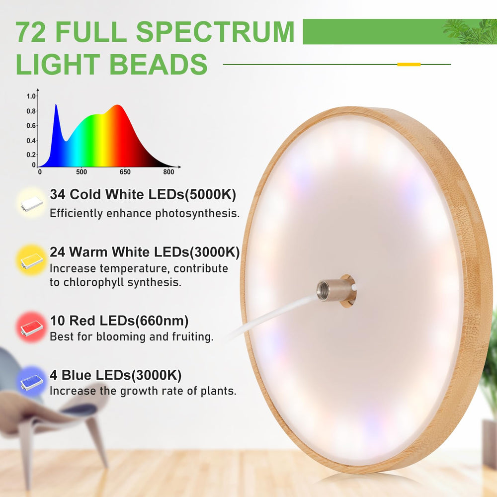 LORDEM Bamboo Grow Light with adapter and telescopic pole