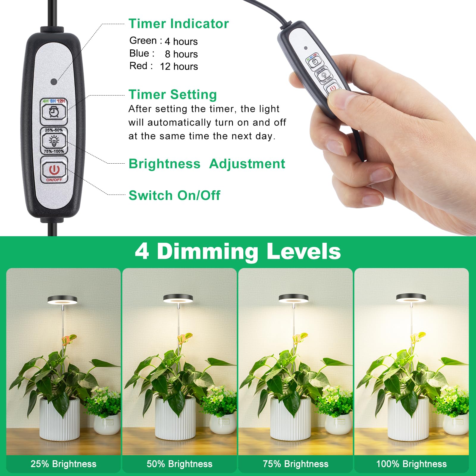 LORDEM Full Spectrum LED Grow Light in use with indoor plants