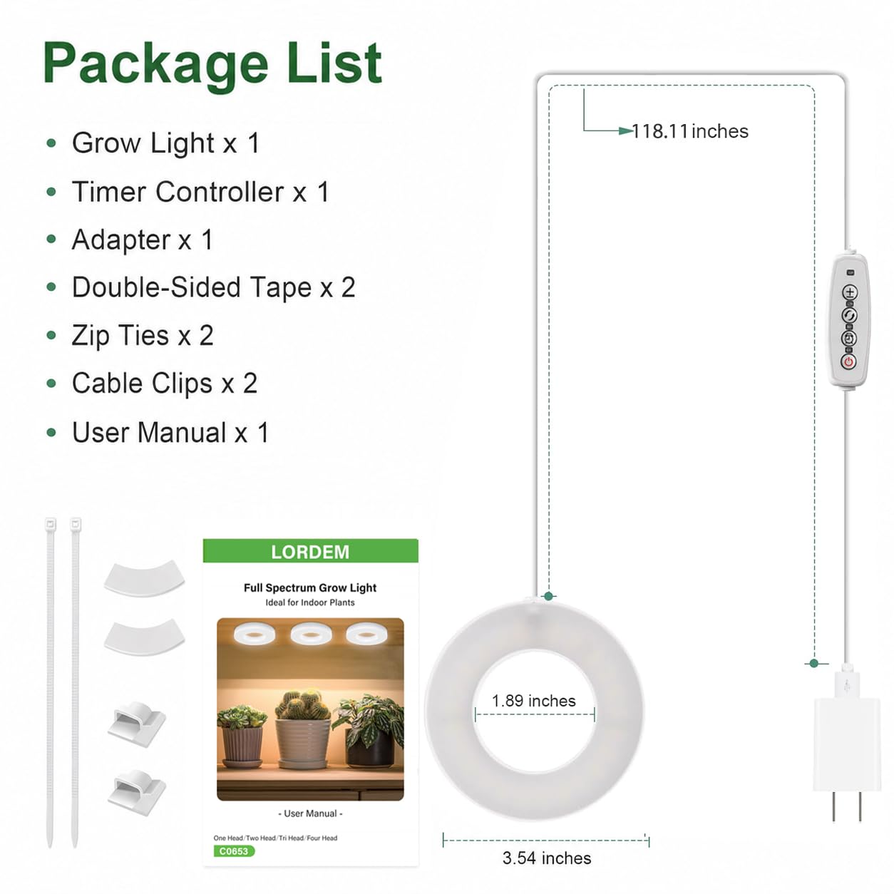 LORDEM Grow Light compact design for easy placement