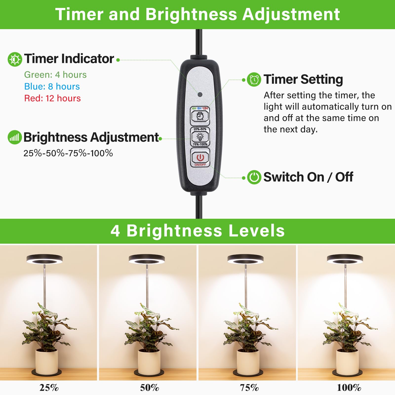 LORDEM Grow Light LED Desk Lamp in use on a tabletop with plants