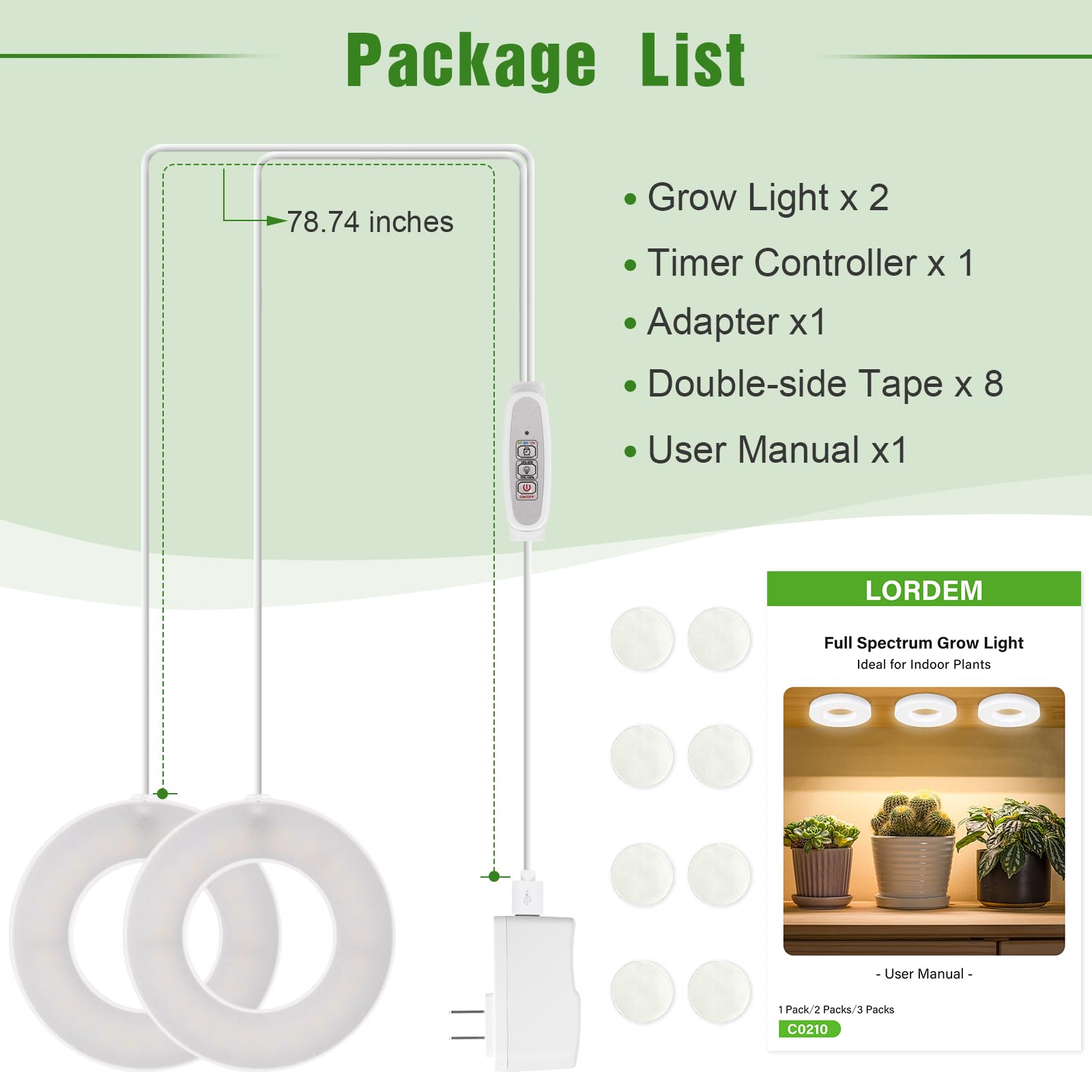 LORDEM Grow Light mounted in a cupboard with plants