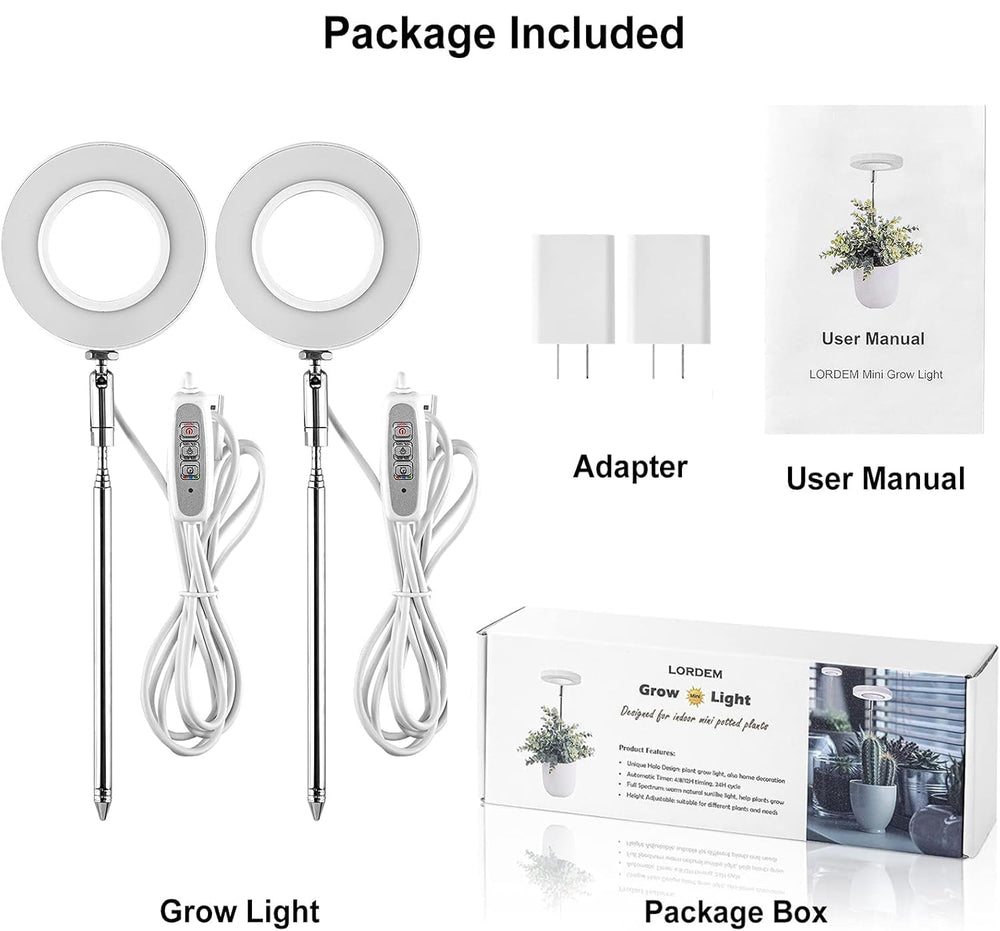 LORDEM Grow Light packaging and included components
