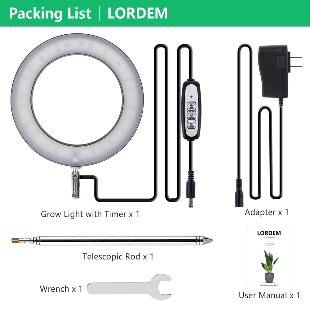 LORDEM LED Grow Light with long power cord for flexible use