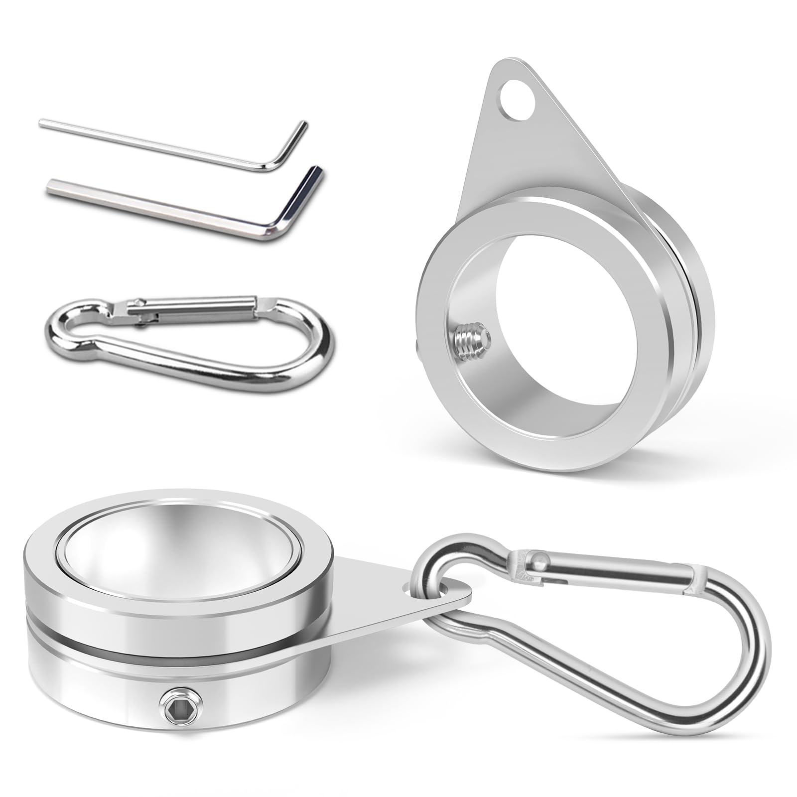 Loretoy 2 Pack Aluminium Alloy Flag Pole Rings with hooks
