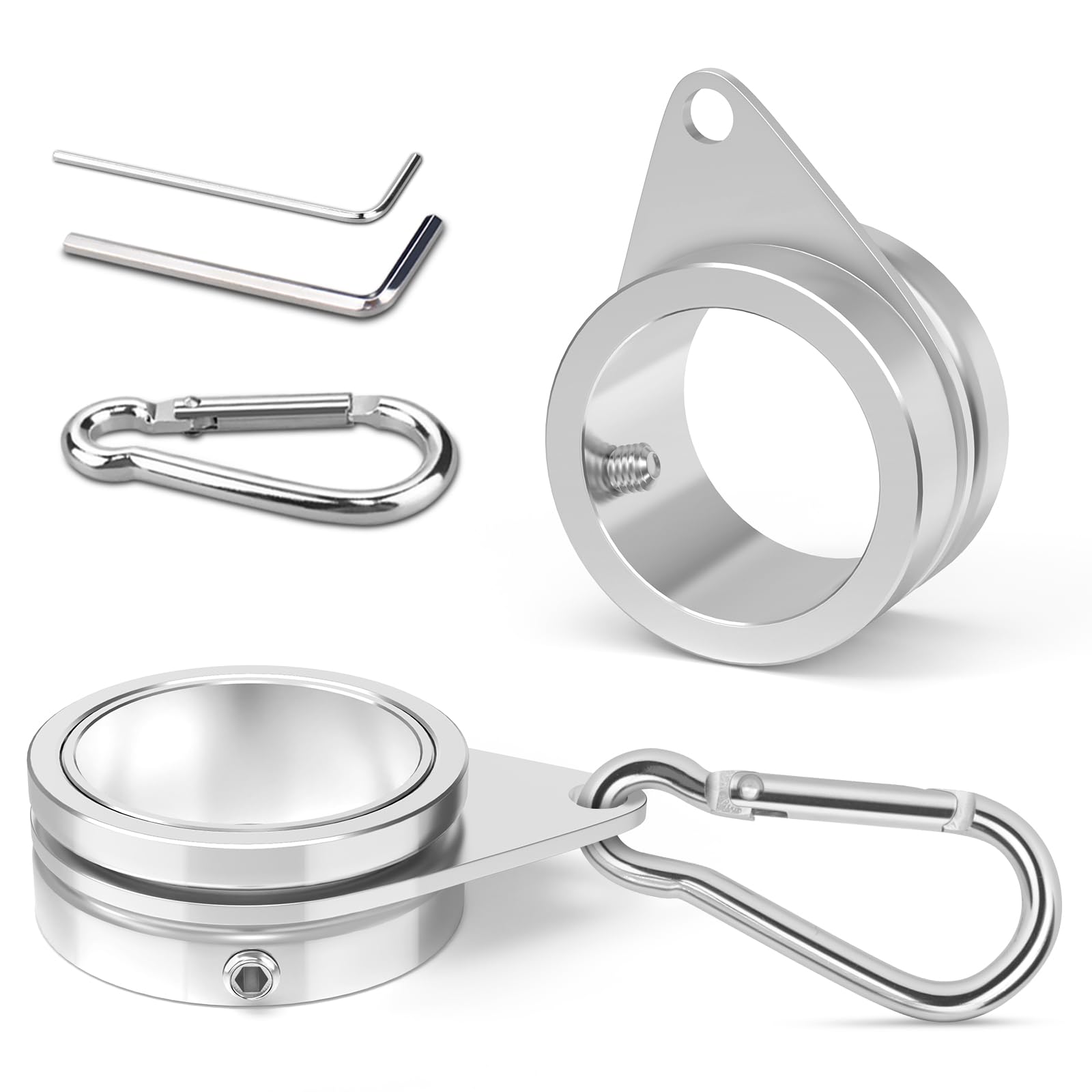 Loretoy aluminum alloy flag pole ring front view with 360-degree rotation