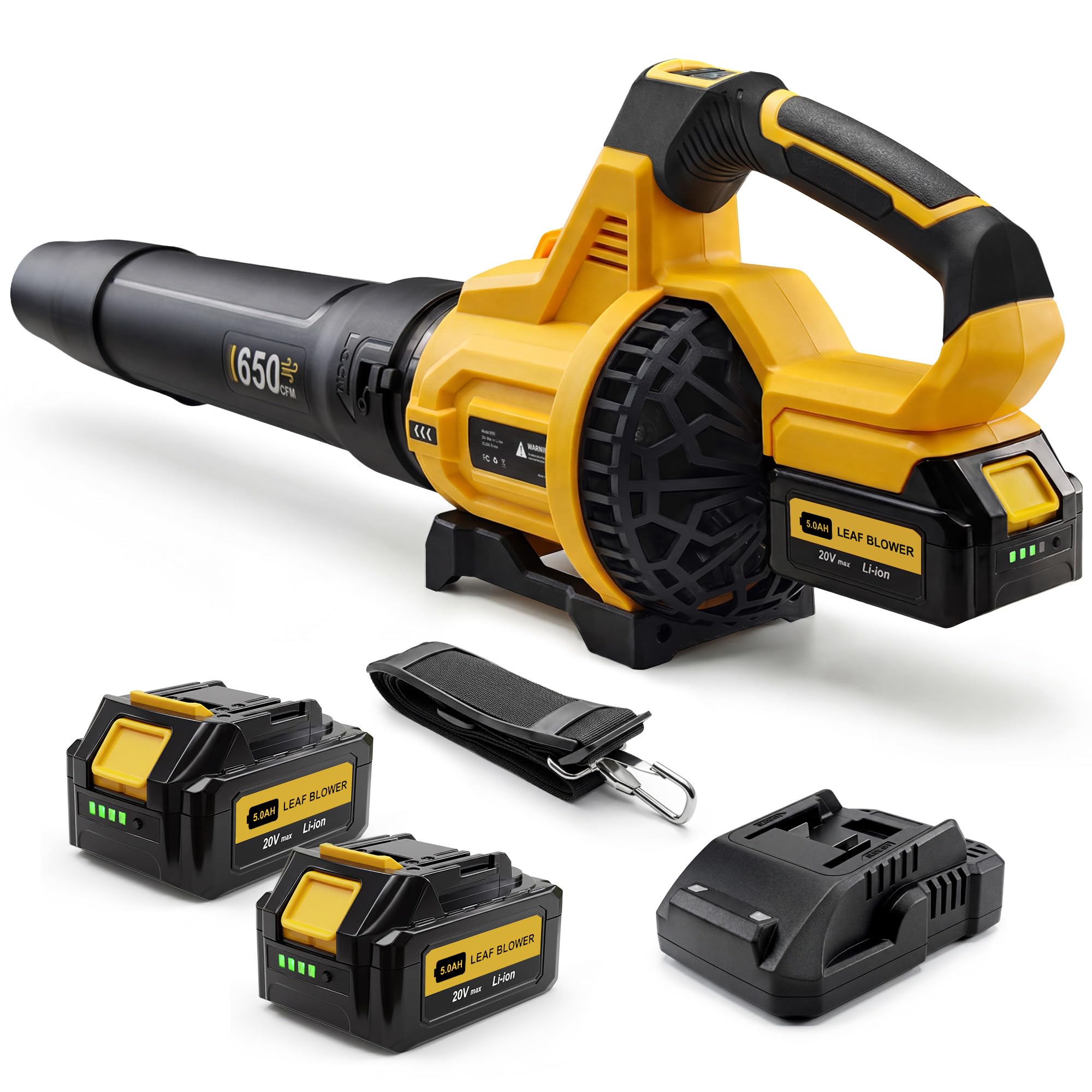 LOSART Cordless Leaf Blower yellow model front view
