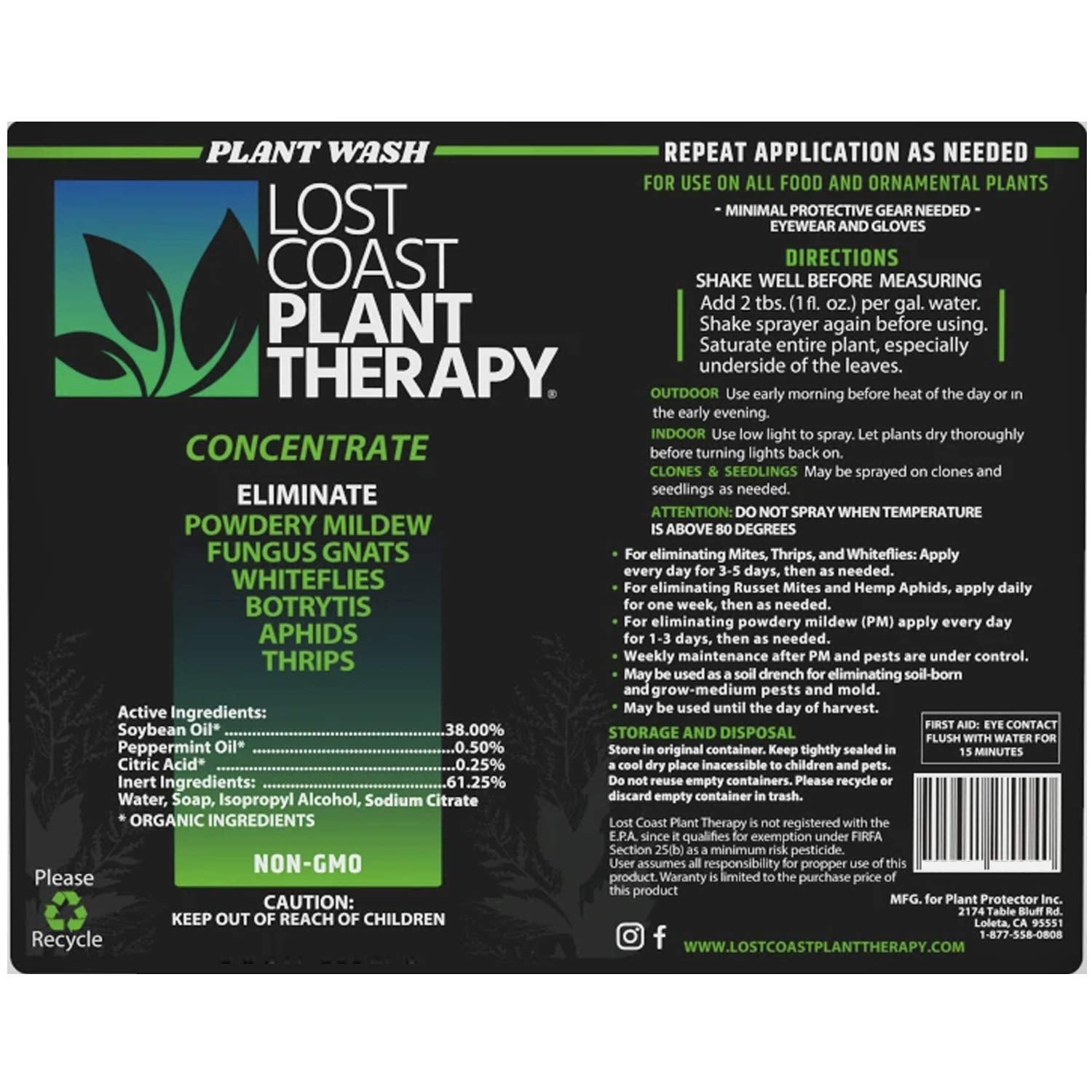 Lost Coast Plant Therapy Organic Natural Plant Protection Concentrate 12 oz bottle side view