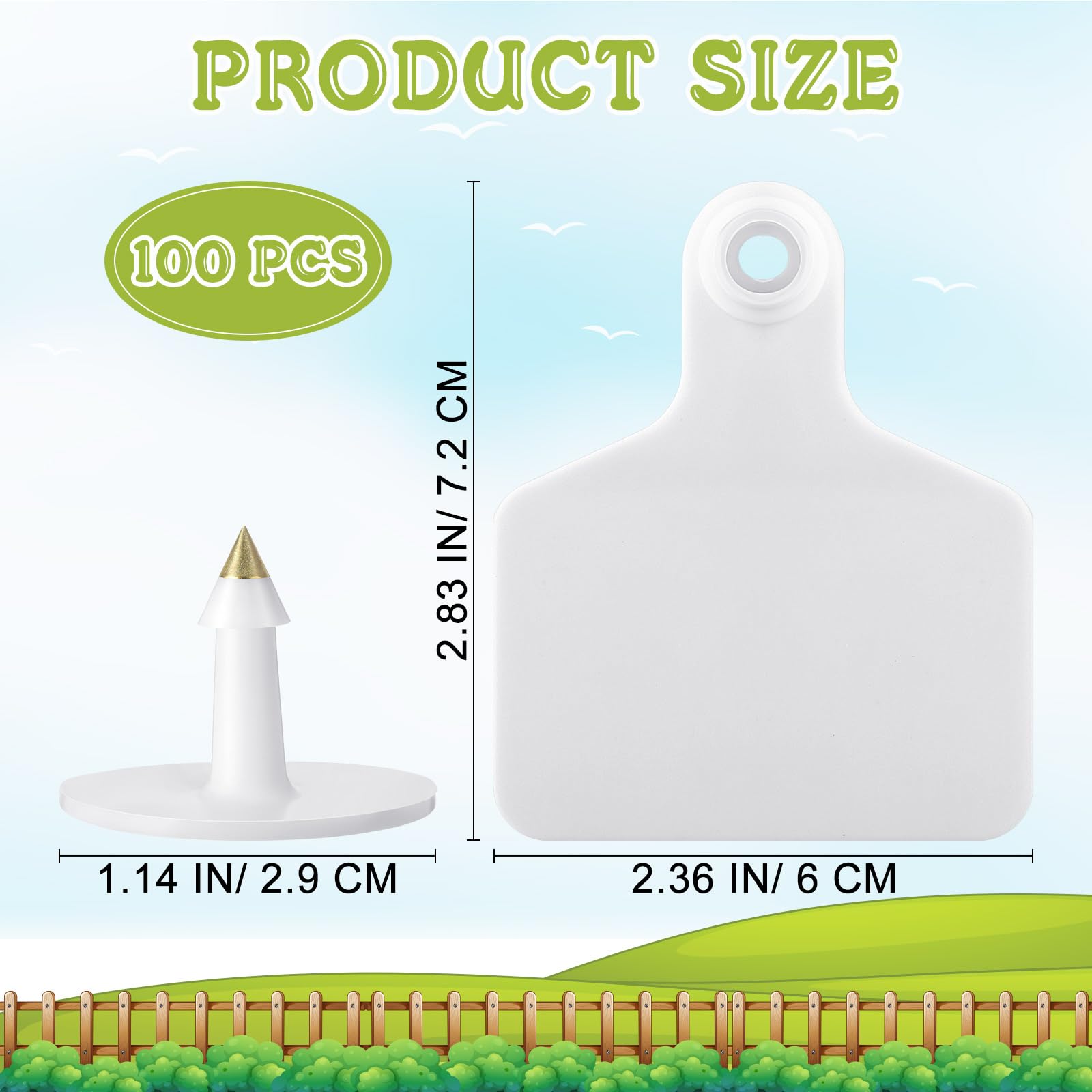 Lothee blank cattle ear tag showing writing space, side view