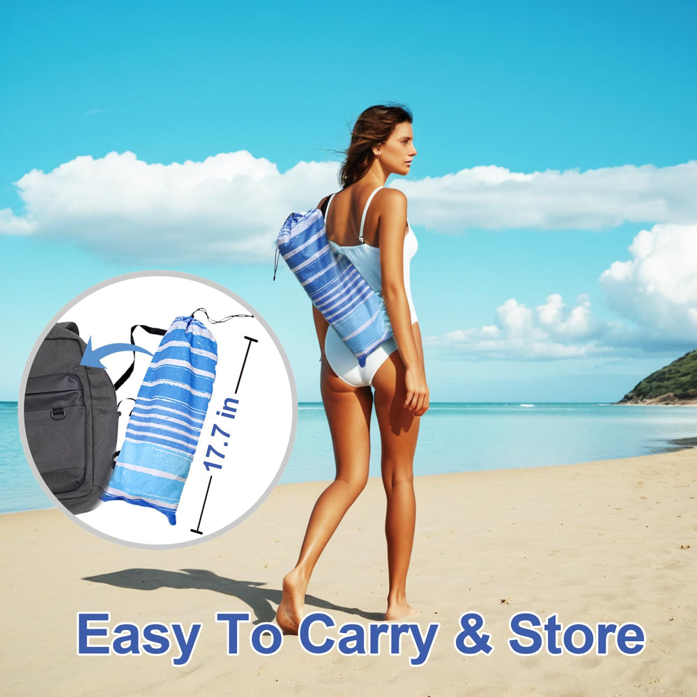 LOTTAFUN Beach Umbrella showing wind-resistant features