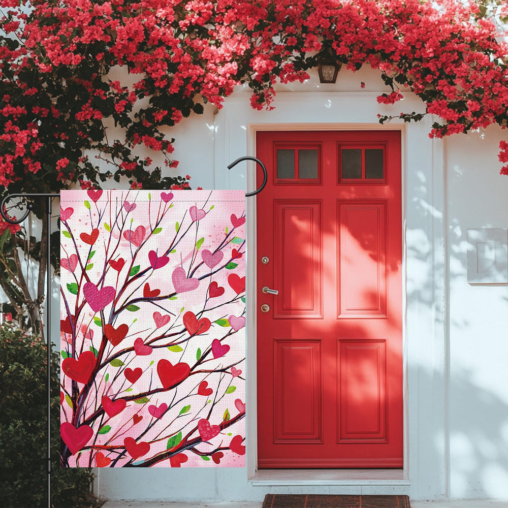 Louise Maelys Garden Flag 12x18 inch displayed in a garden setting