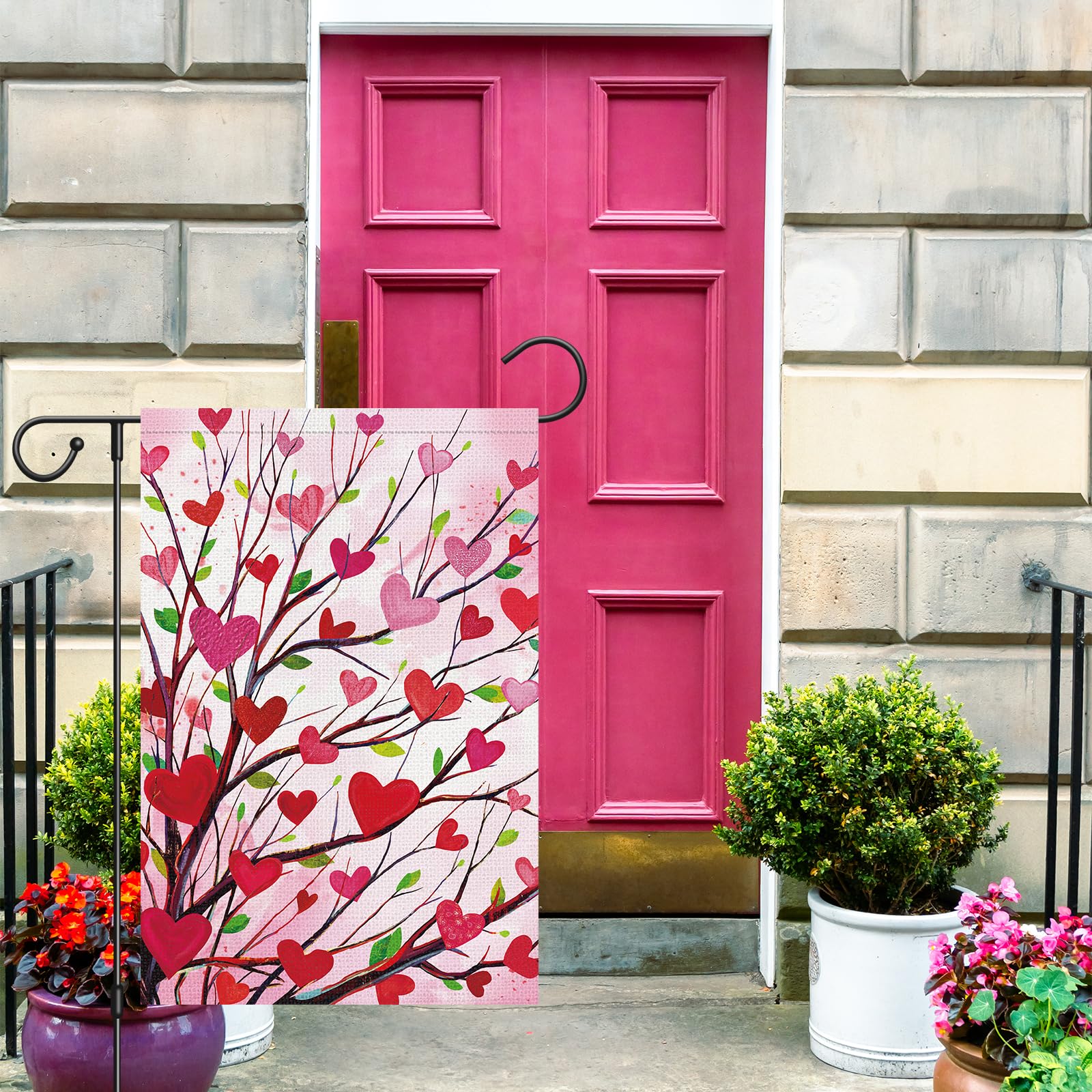 Louise Maelys Garden Flag 12x18 inch side view showing double-sided print