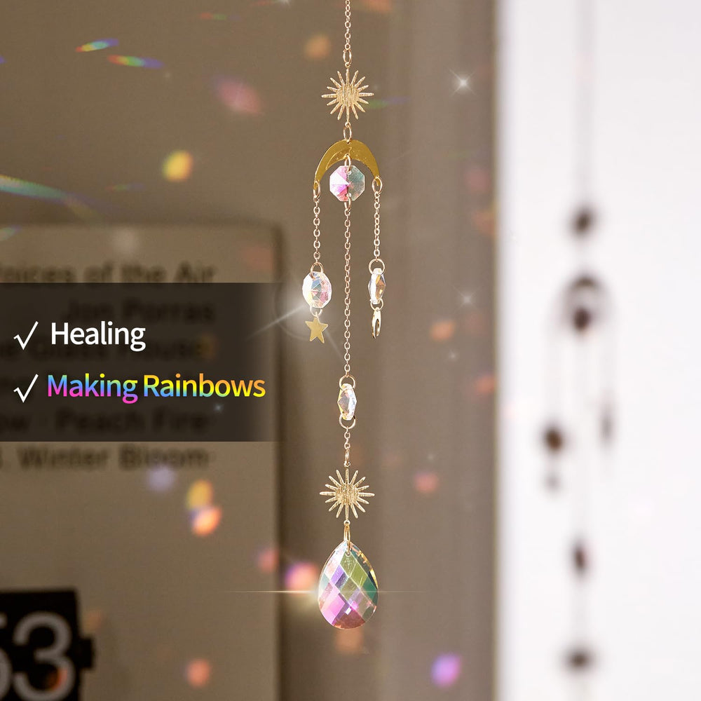 Louxiar crystal suncatcher displayed in a garden
