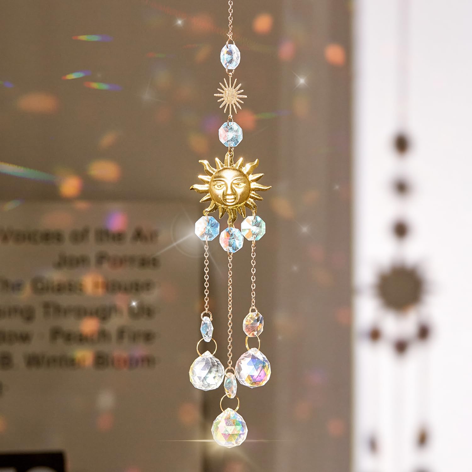 Louxiar suncatcher with hook and chain for easy hanging