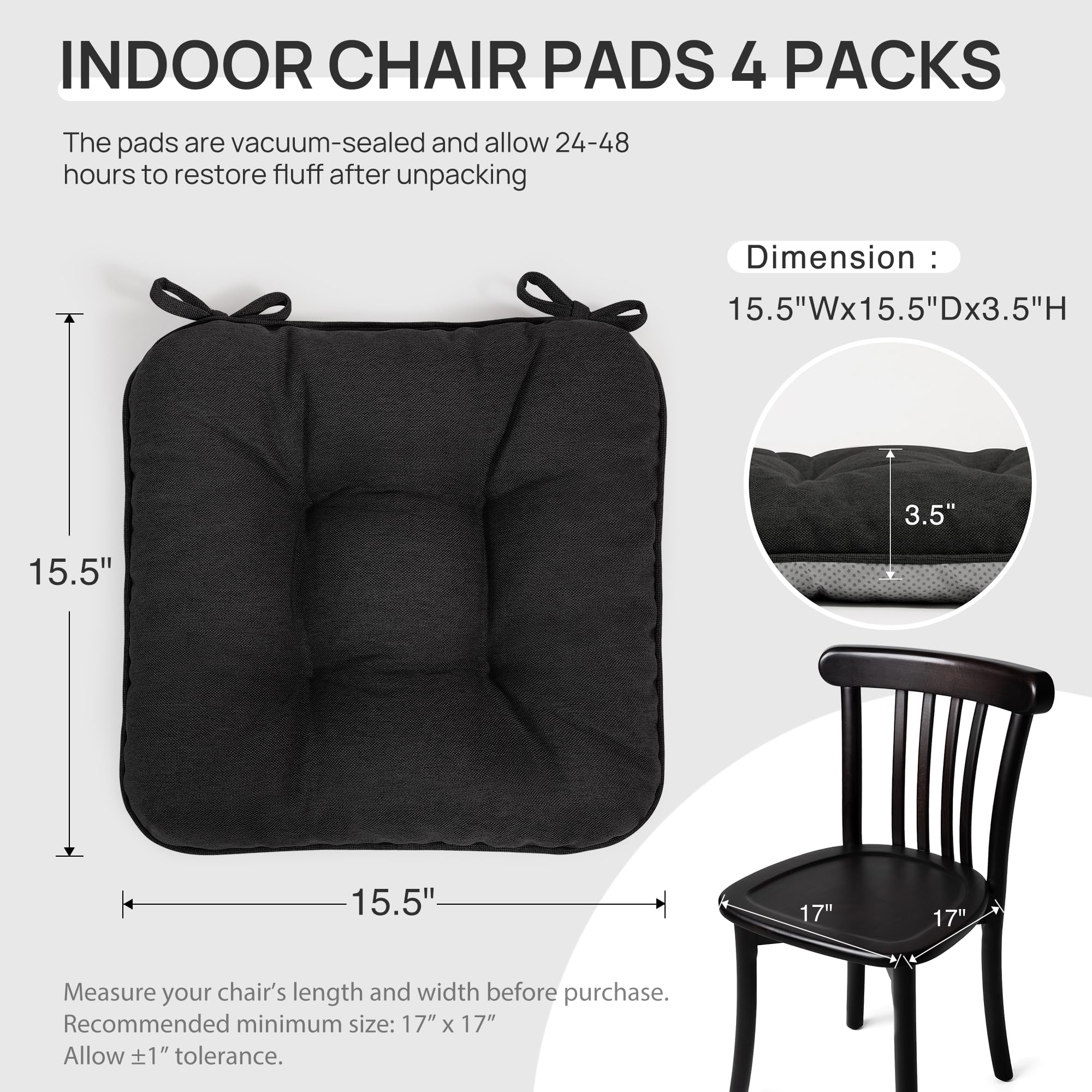 Love's cabin Memory Foam Chair Cushion black side view