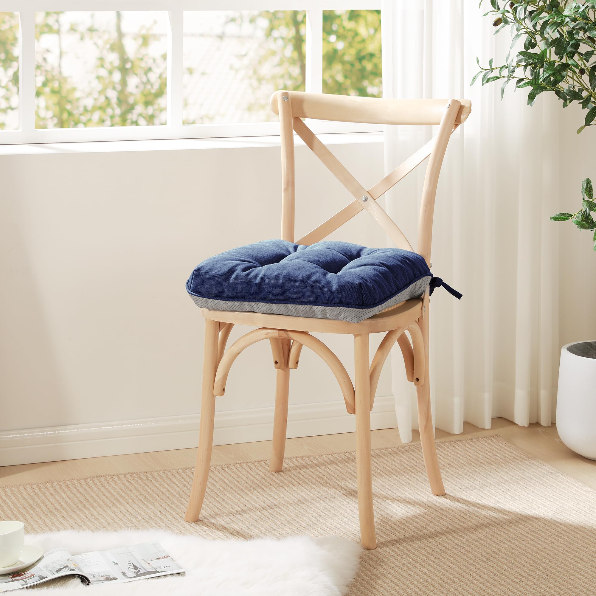 Love's cabin Memory Foam Chair Cushion displayed on patio furniture