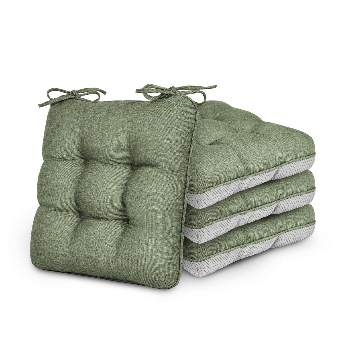 Love's cabin Memory Foam Chair Cushion set of 4 in green, front view