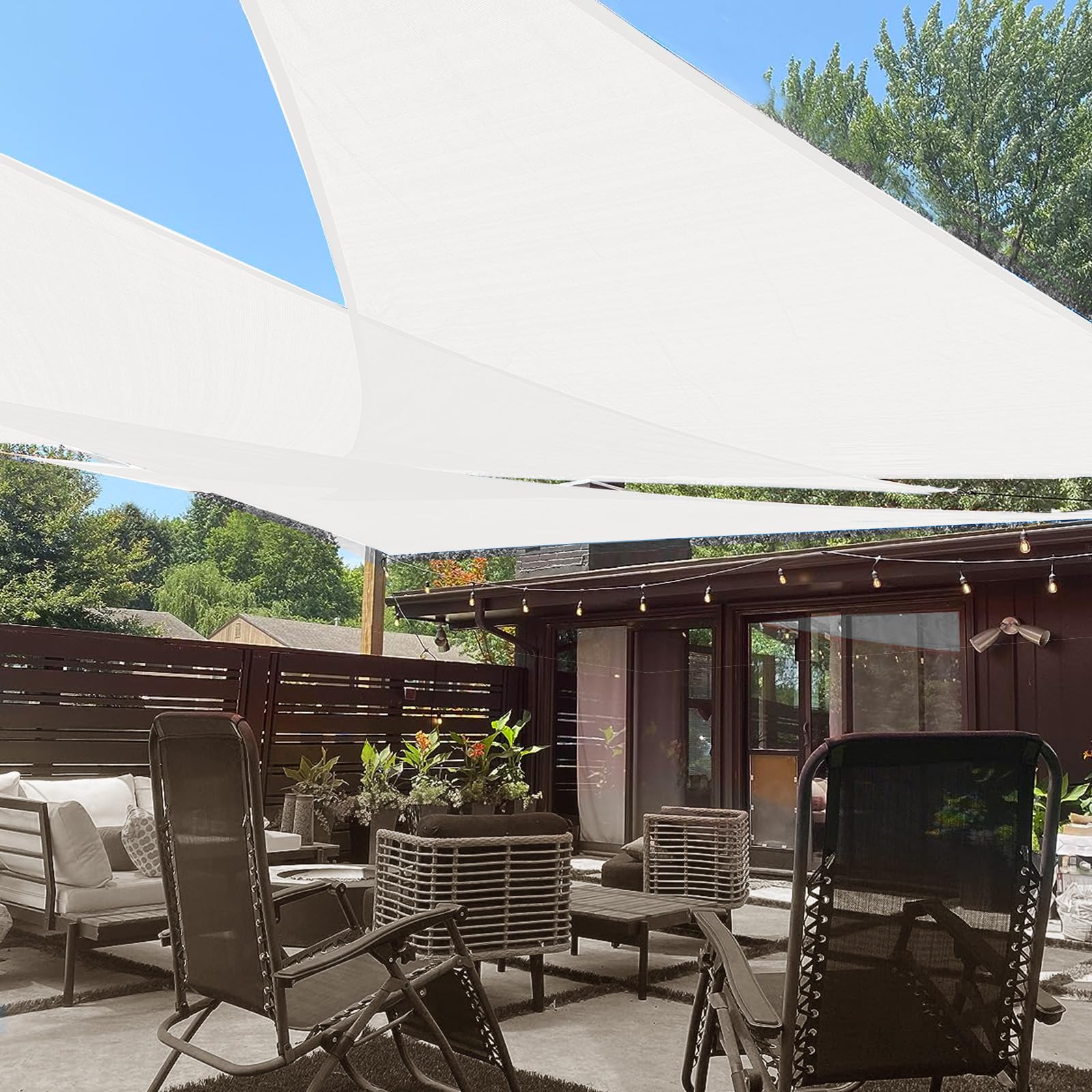 LOVE STORY 10' Triangle Sun Shade Sail in White, front view