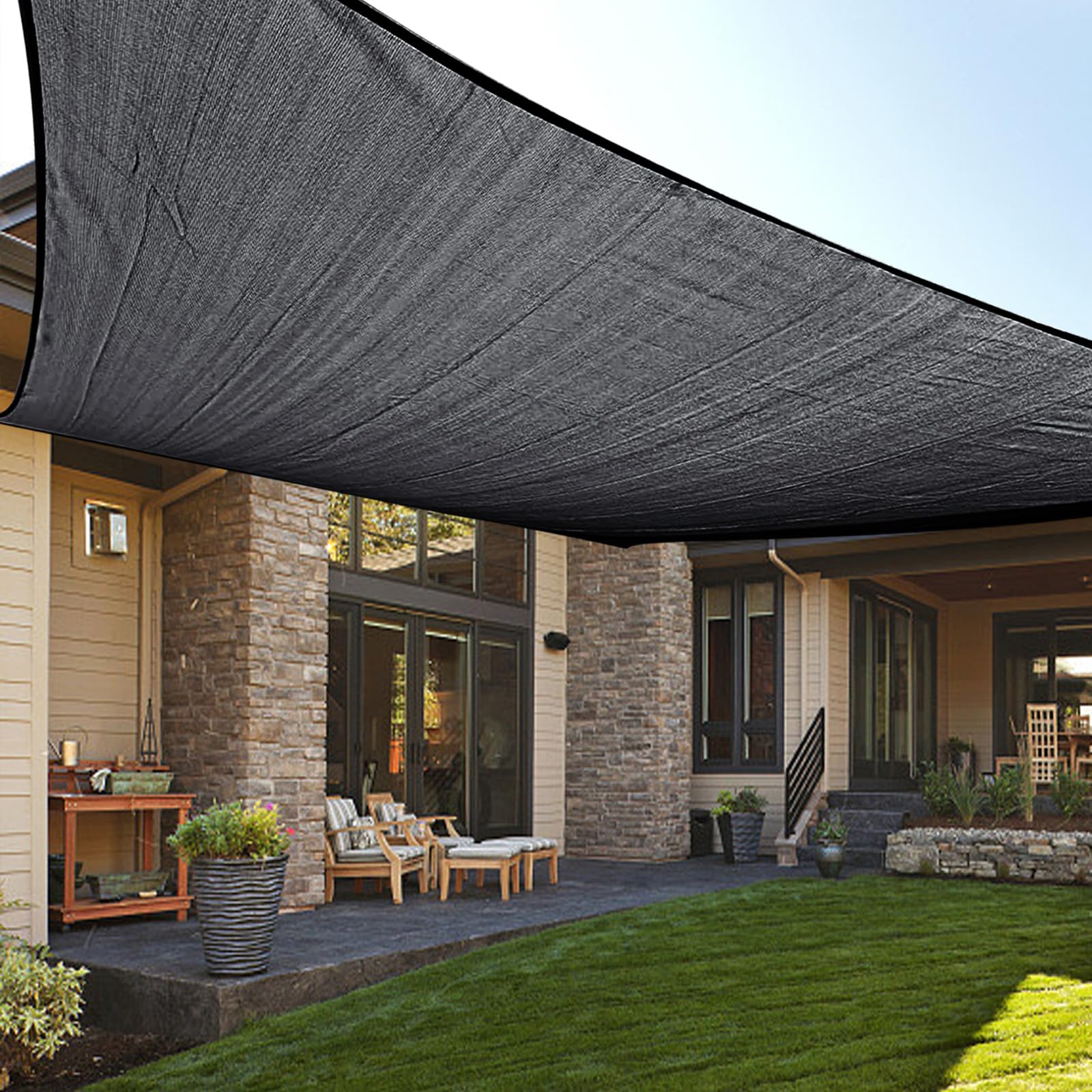 LOVE STORY 12' x 16' Graphite Grey Sun Shade Sail front view