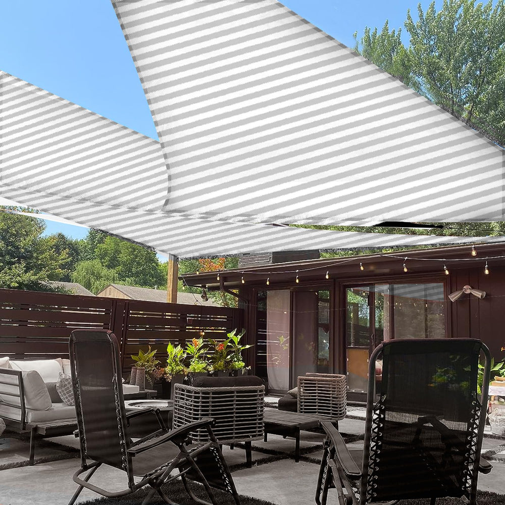 LOVE STORY 16' x 16' Triangle Sun Shade Sail in Grey-White front view