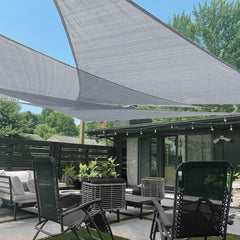 LOVE STORY 16' x 16' Triangle Sun Shade Sail in Silver Grey, front view