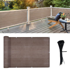 LOVE STORY 2.5' x 7' Balcony Privacy Screen Cover, Brown front view