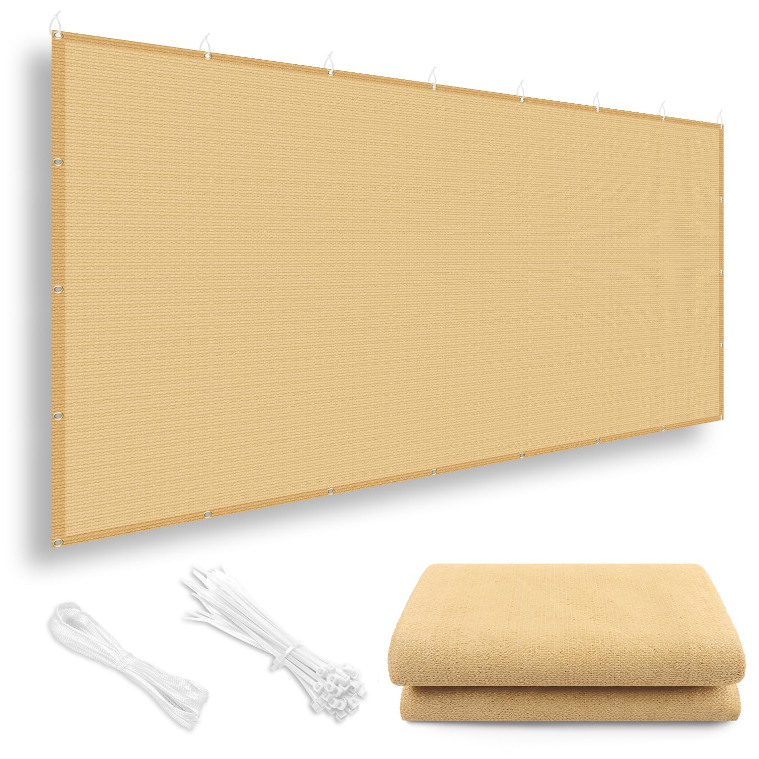 LOVE STORY 8x12 FT Sun Shade Cloth in sand colour front view