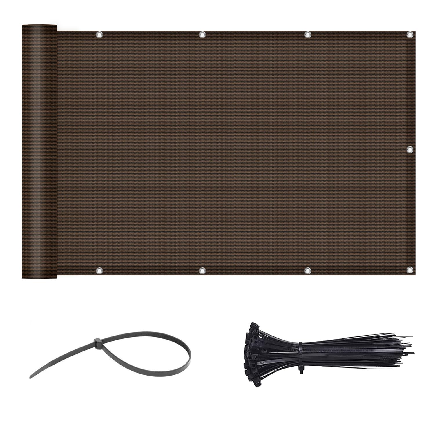 LOVE STORY Balcony Privacy Screen 3.3' x 19.7' Brown front view