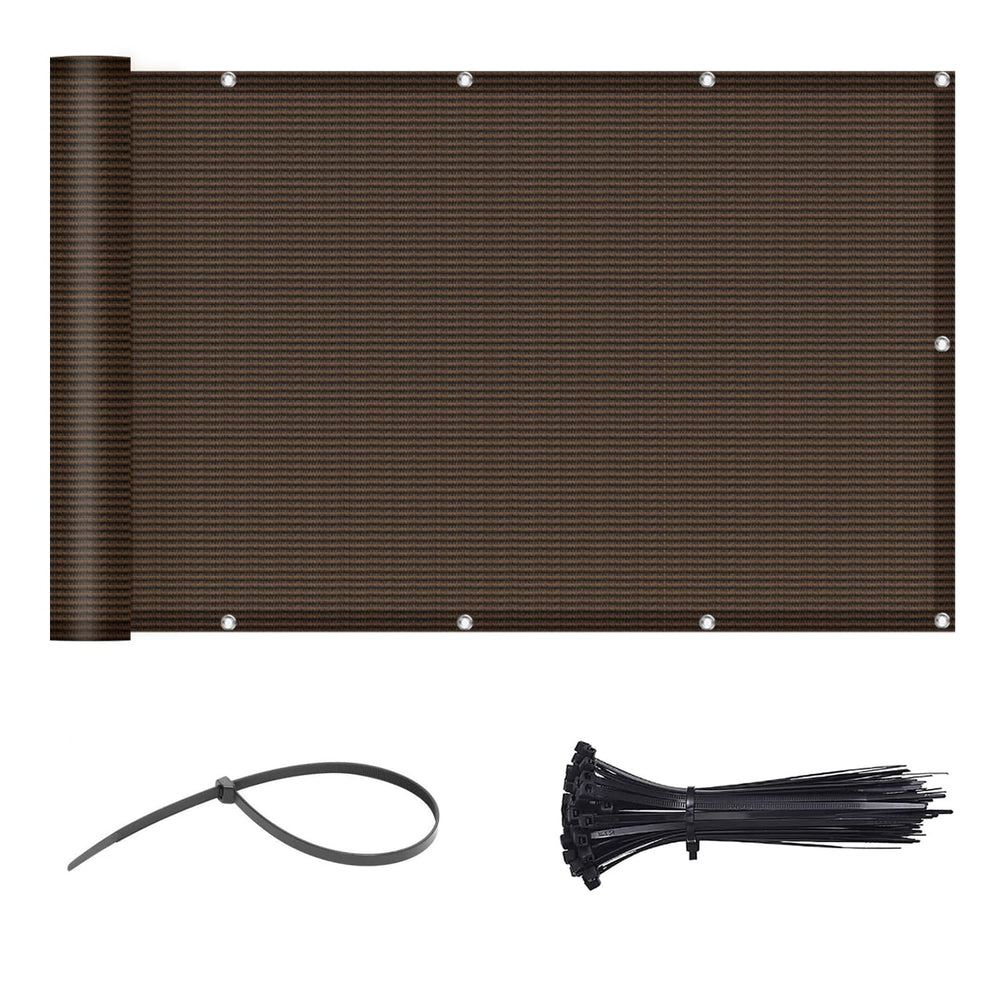 LOVE STORY Balcony Privacy Screen 3.3' x 19.7' Brown front view