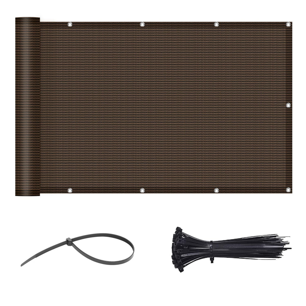 LOVE STORY Balcony Privacy Screen 3.3' x 19.7' Brown front view