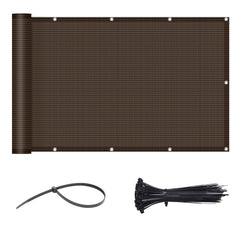 LOVE STORY Balcony Privacy Screen 3.3' x 19.7' Brown front view