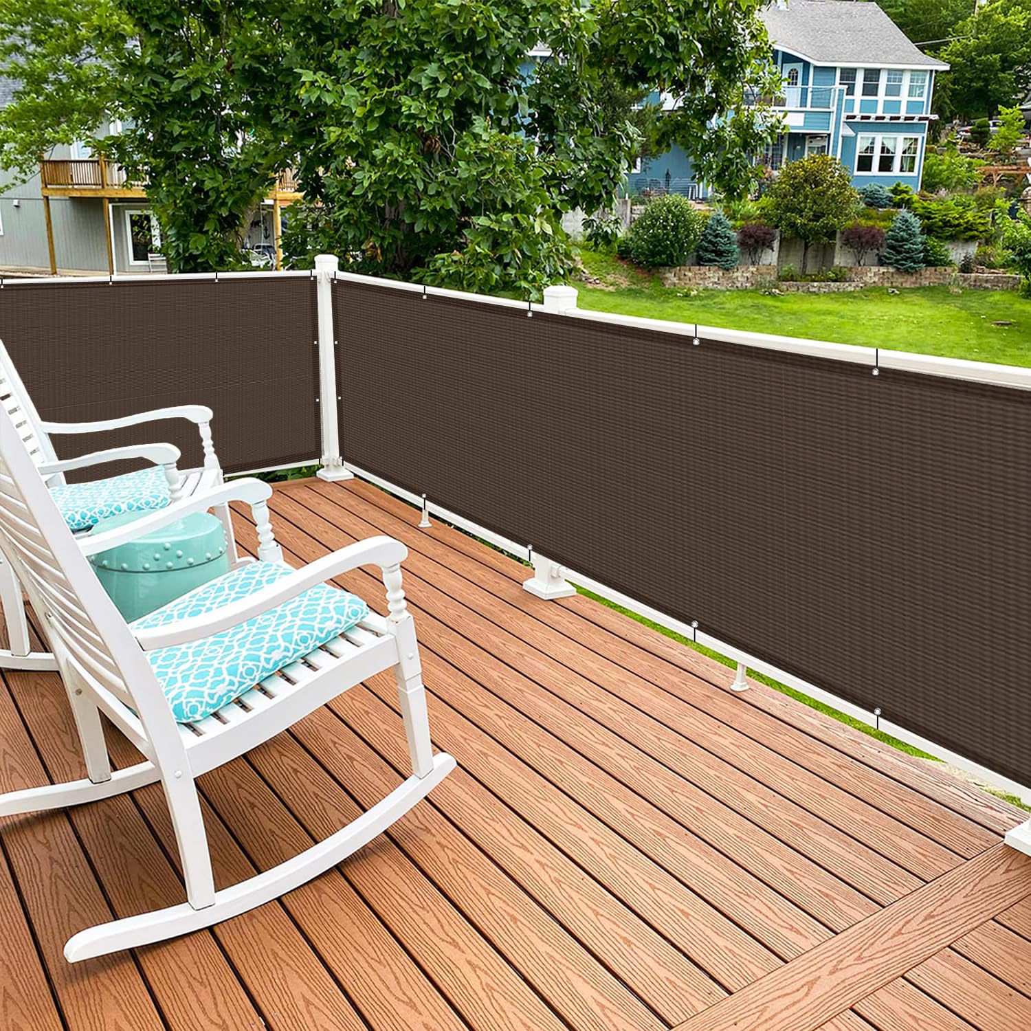 LOVE STORY Balcony Privacy Screen 3.3' x 19.7' Brown side view