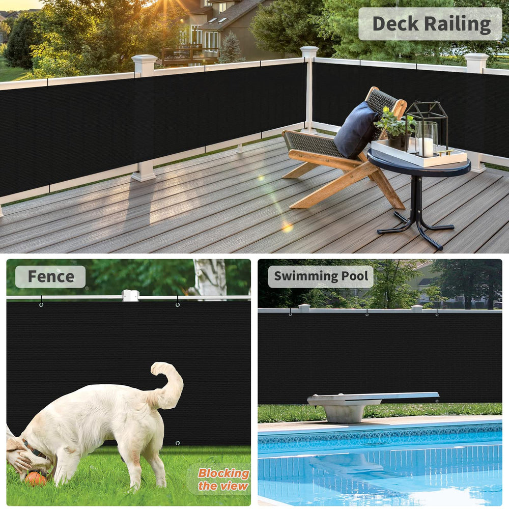 LOVE STORY Balcony Privacy Screen Cover 3' x 16' showing UV protection feature