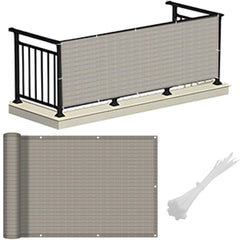 LOVE STORY Balcony Privacy Screen Cover front view in Beige-Grey