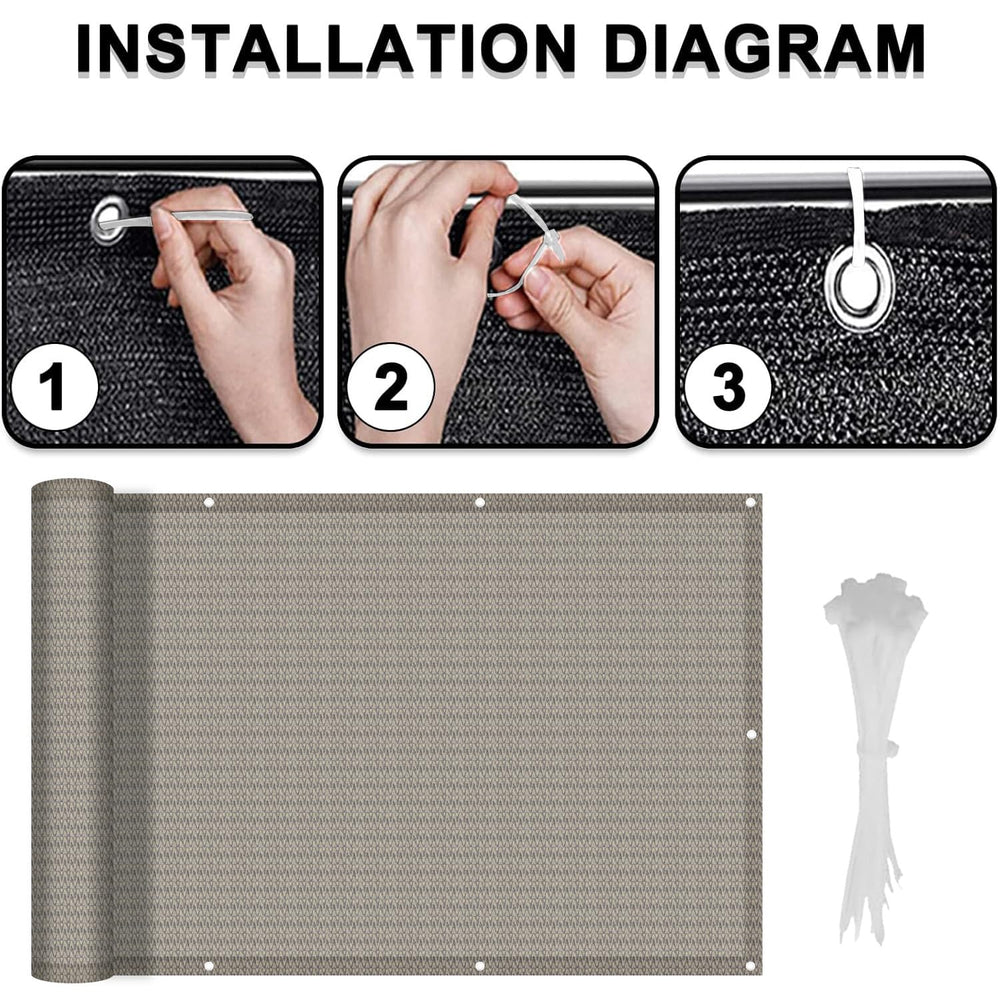 LOVE STORY Balcony Privacy Screen Cover showing grommet detail