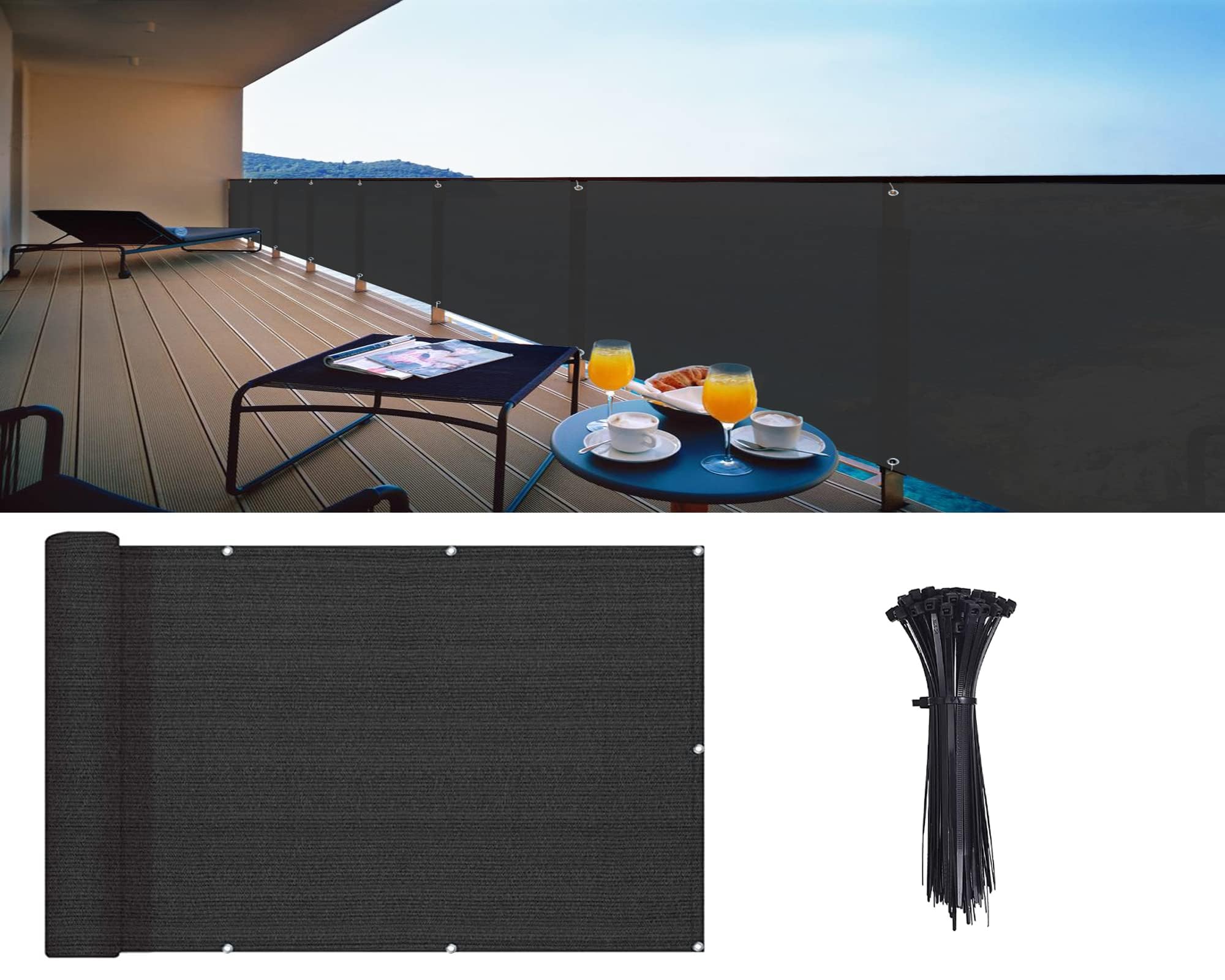 LOVE STORY Balcony Privacy Screen in outdoor patio setting