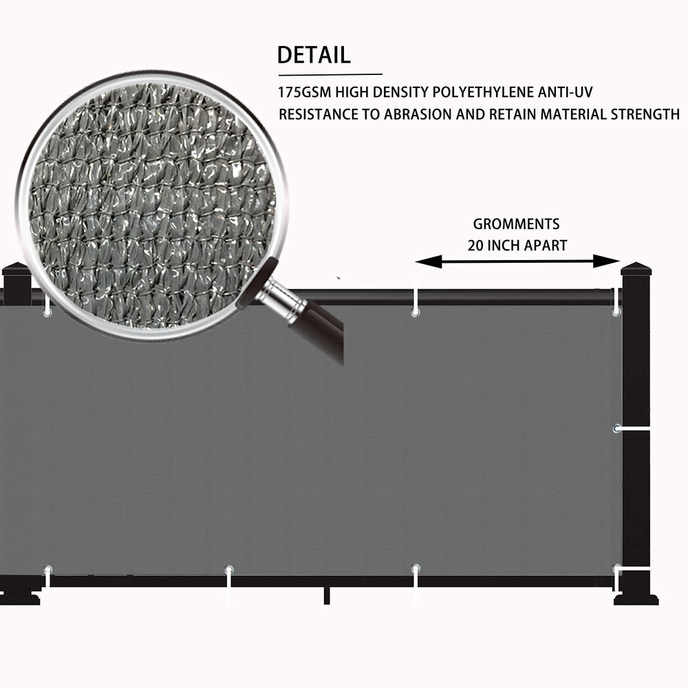 LOVE STORY balcony privacy screen showing aluminum grommets