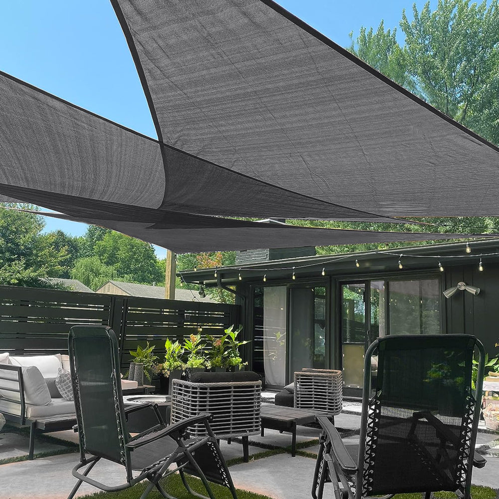 LOVE STORY dark grey 10' x 10' x 14' Triangle Sun Shade Sail front view