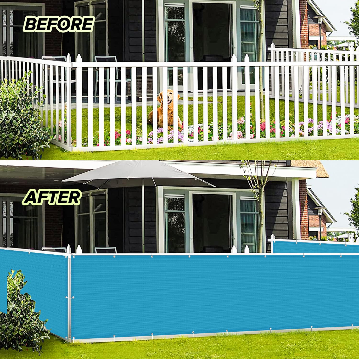 LOVE STORY privacy screen in a backyard setting