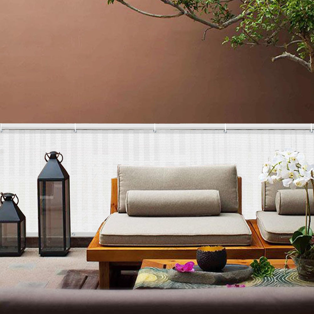 LOVE STORY privacy screen installed on balcony railing