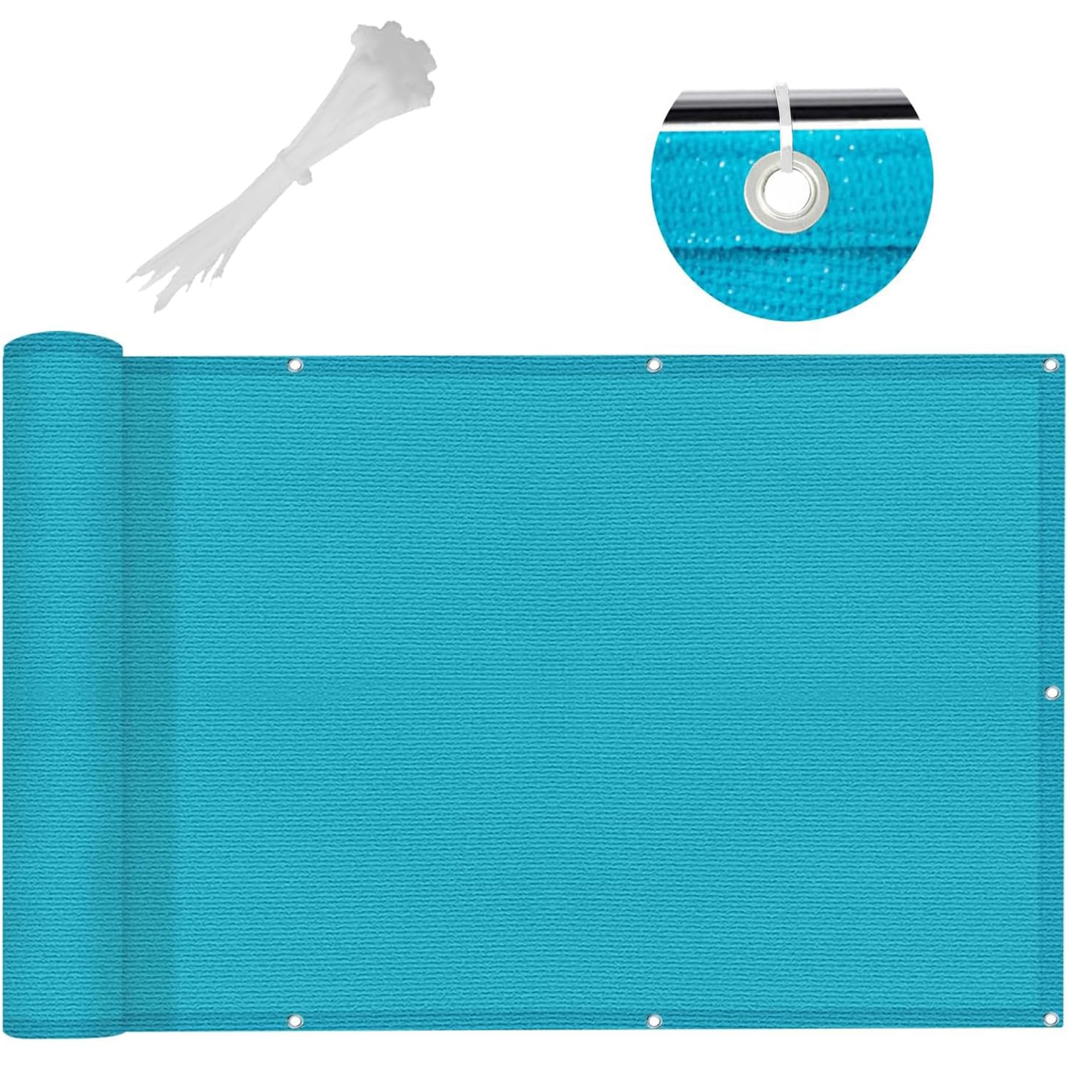 LOVE STORY privacy screen showing aluminum grommets and zip ties