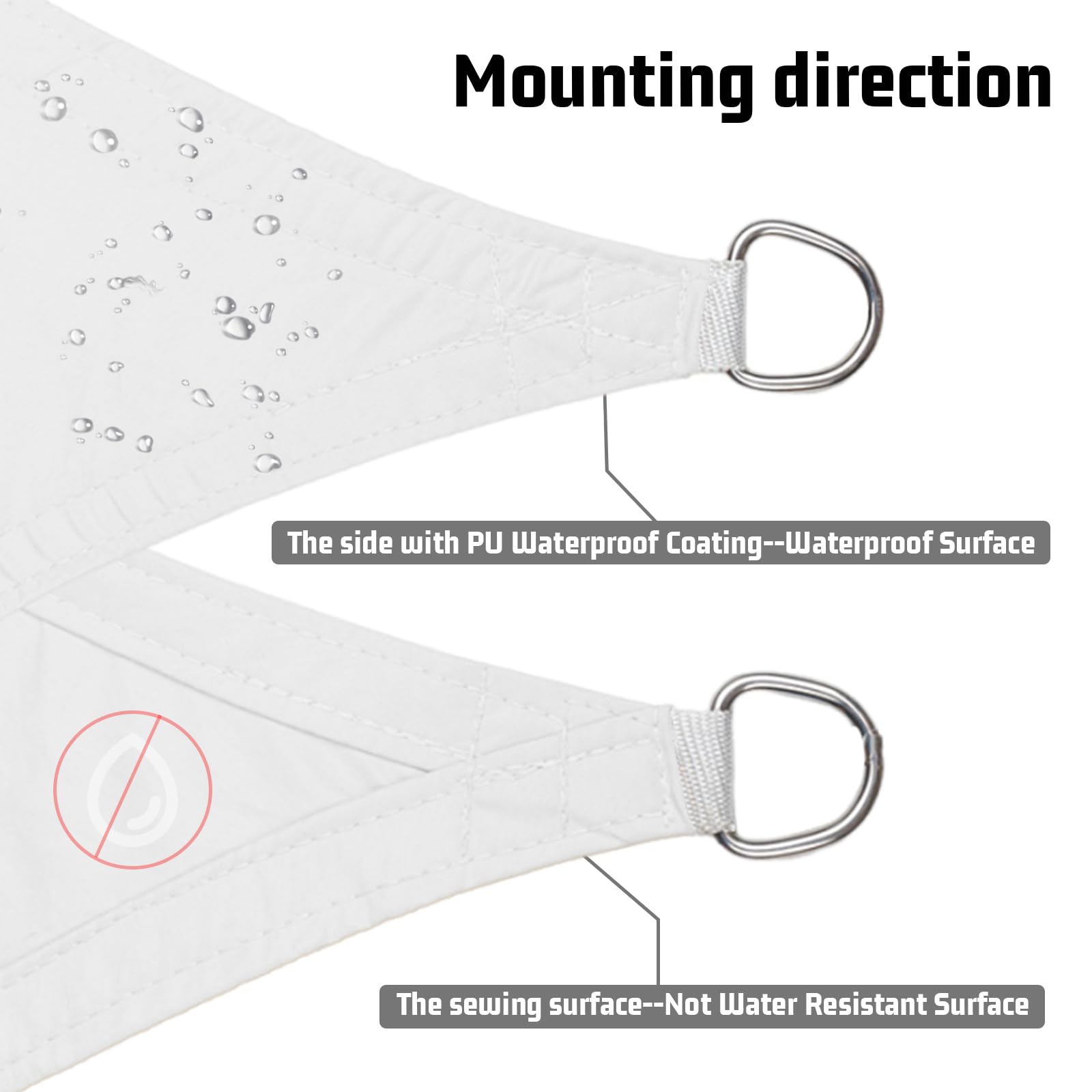 LOVE STORY shade sail with D-rings detail
