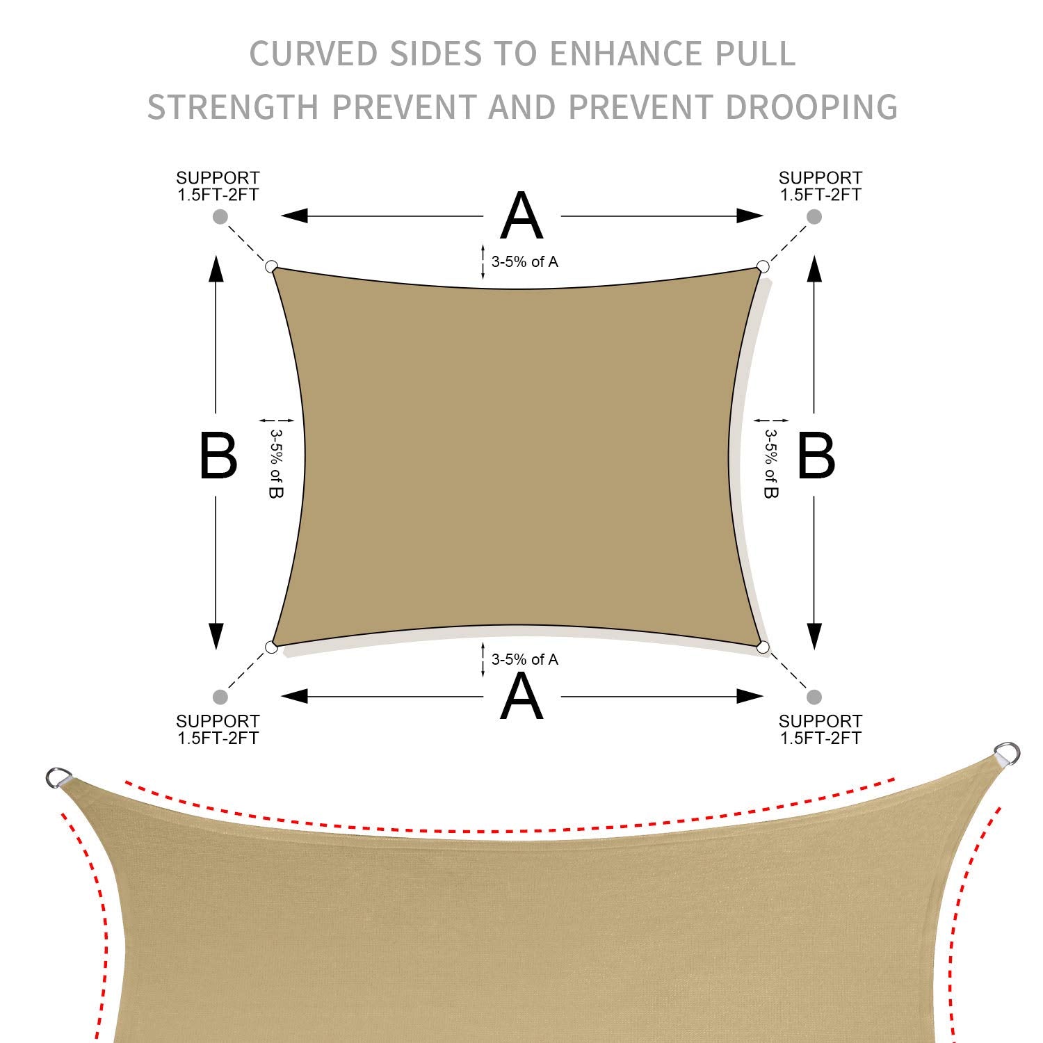 LOVE STORY shade sail with ropes for installation