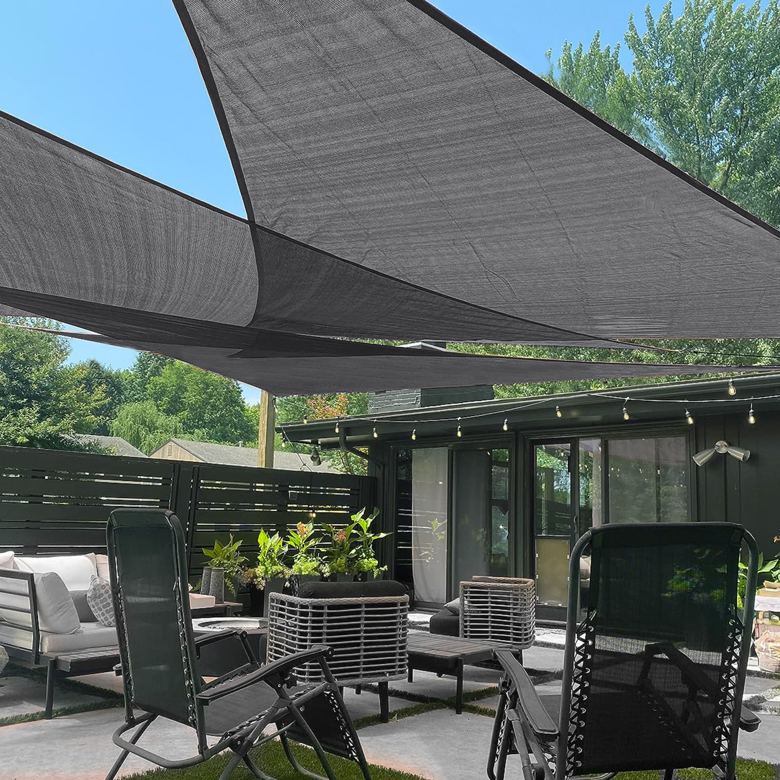 LOVE STORY Triangle Sun Shade Sail 10' x 10' dark grey front view