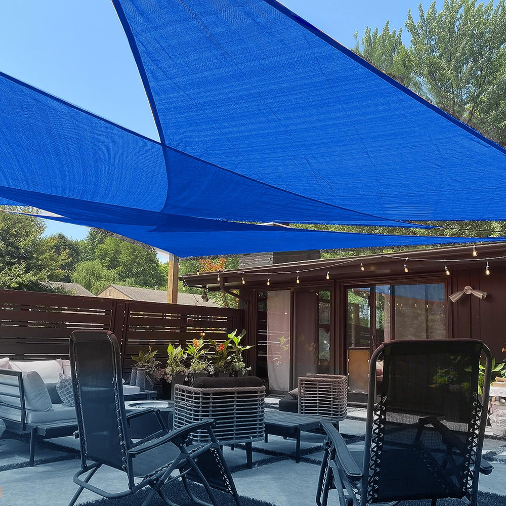 LOVE STORY Triangle Sun Shade Sail blue front view