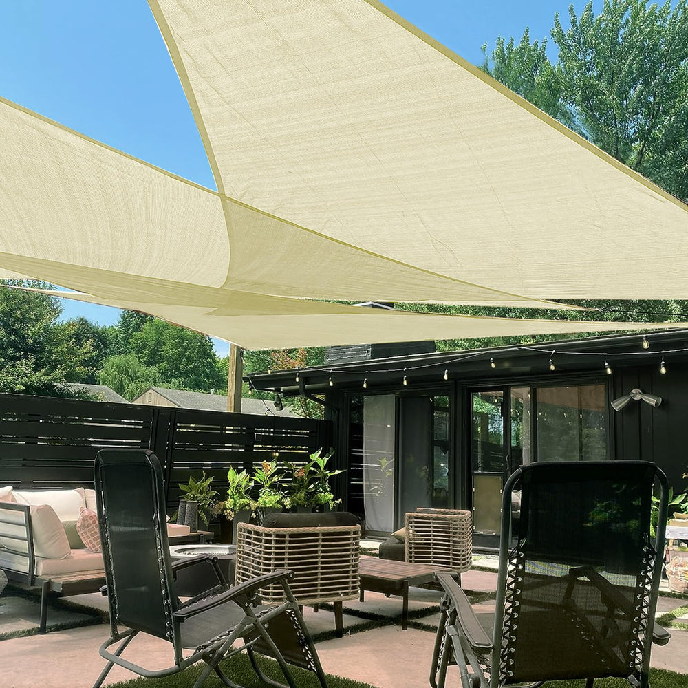 LOVE STORY Triangle Sun Shade Sail Butter Cream front view