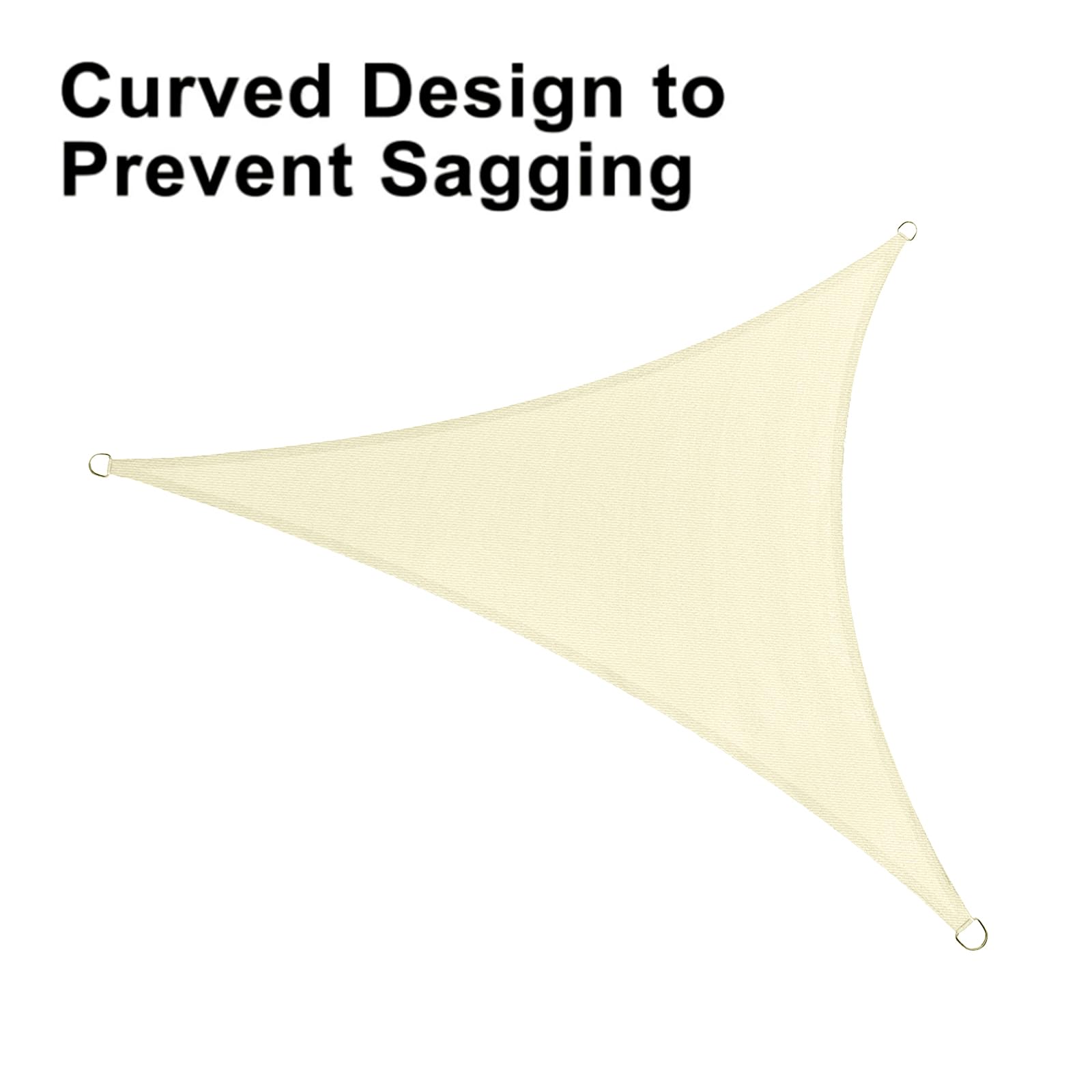 LOVE STORY Triangle Sun Shade Sail packaged with dimensions and accessories