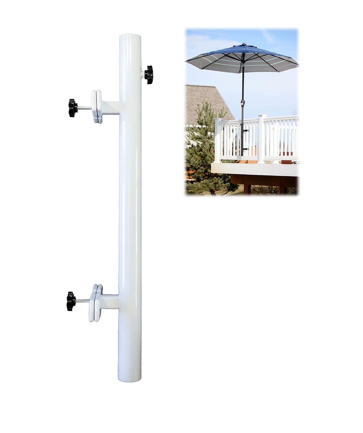 LOVE YOUR DECK Patio Umbrella Holder front view in white